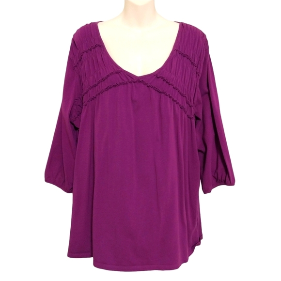 🎟️BOGO FREE🎟️ Just My Size Purple 3/4 Sleeve Top Sz 3X - Picture 1 of 5